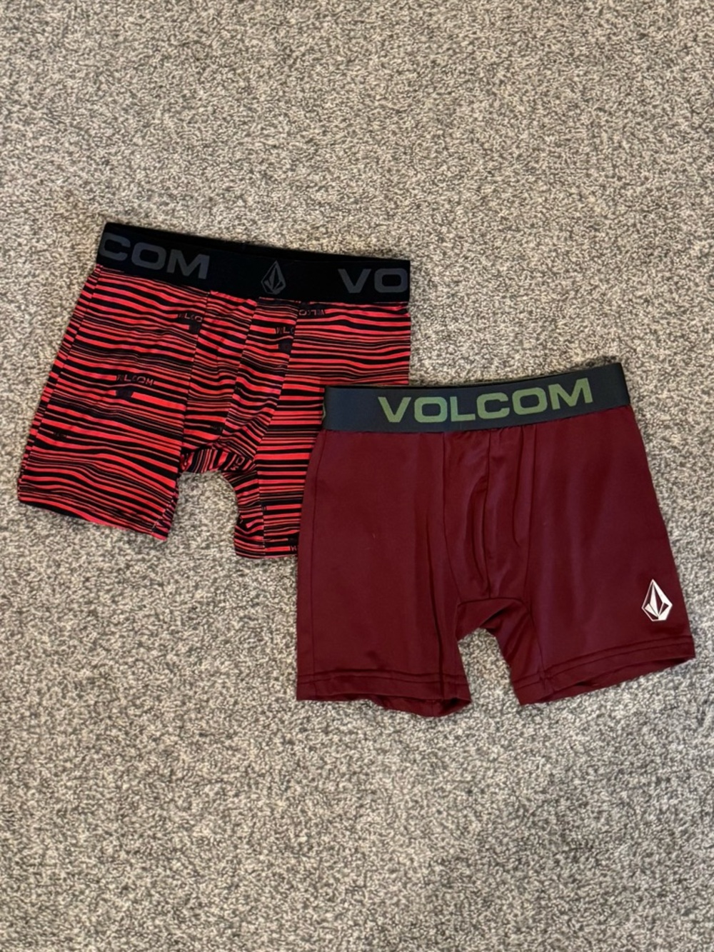 Volcom Boys' Burgundy and Red Striped Athletic Boxer Briefs